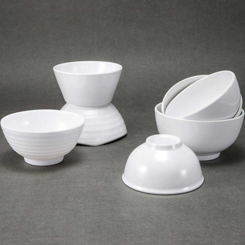 White Plastic Soup Rice Porridge Bowls