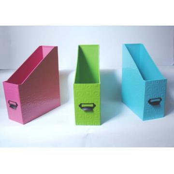 Embossing cardboard magazine file box