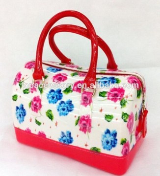 Silicone Jelly Shopping Bag with Strawberrys or Flowers Printed