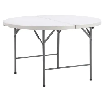 Portable 4ft Plastic Round Folding Table with Metal Legs and Chairs: Perfect for Catering Events