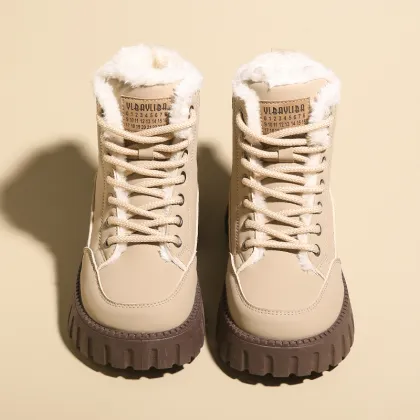 Women's Thick Cotton Martin Boots - Versatile Thick Sole Plush Winter Casual Shoes