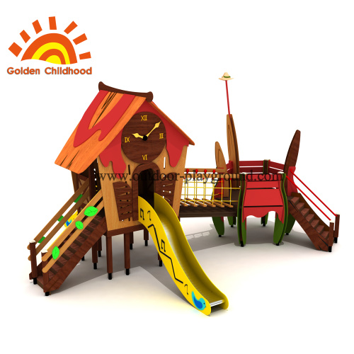 子供のための時間時計のプレイハウスの組み合わせ屋外の遊び場