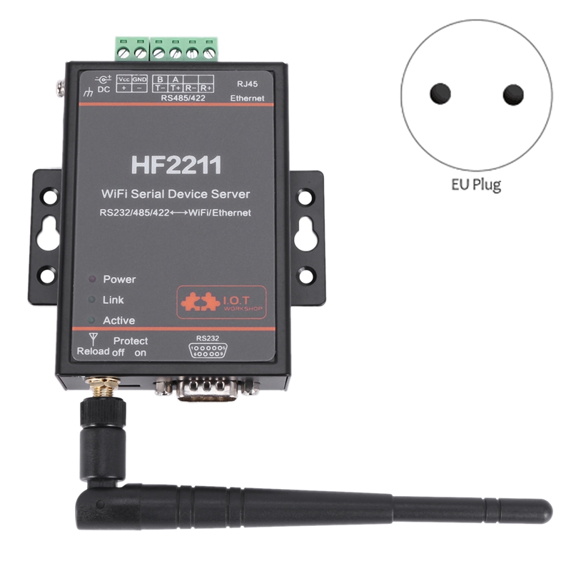 NEW-HF2211 WiFi Serial Device Server RS232/RS485/RS422 Serial Port to WiFi Ethernet Converter Module-EU Plug