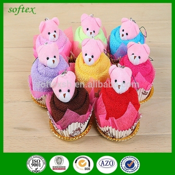 Holiday Promotional Wedding Gift Bear Shape Cake Towels 100% Cotton