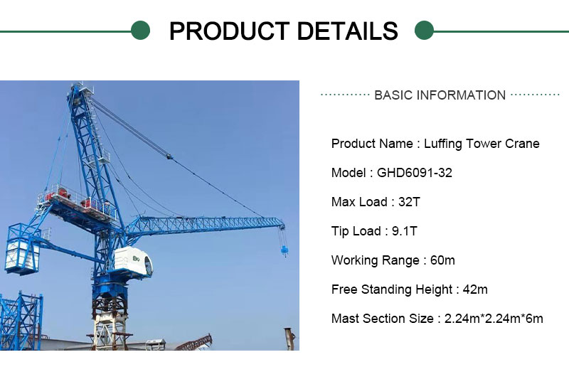 luffing tower crane 32 ton