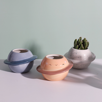 Handmade Ceramic Planet Succulent Pots: Creative Gardening Decorations