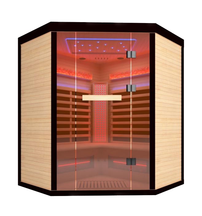 Saiuna de sauna de esquina de 3 pessoas, sala de sauna infravermelho