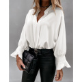 Womens VNeck Long Sleeve Formal Shirts