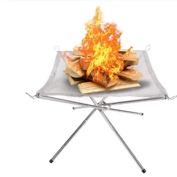 Stainless Steel Foldable Mesh Fire Pit: Bonfire, Campfire, and Outdoor Patio Heater for Camping and Wood Stove Stand