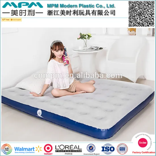 High quality soft inflatable flock air bed, inflatable flock mattress
