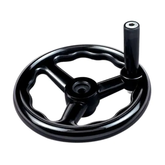 Black Bakelite Valve Handwheel with Keyway and Industrial Three-Spoke Design