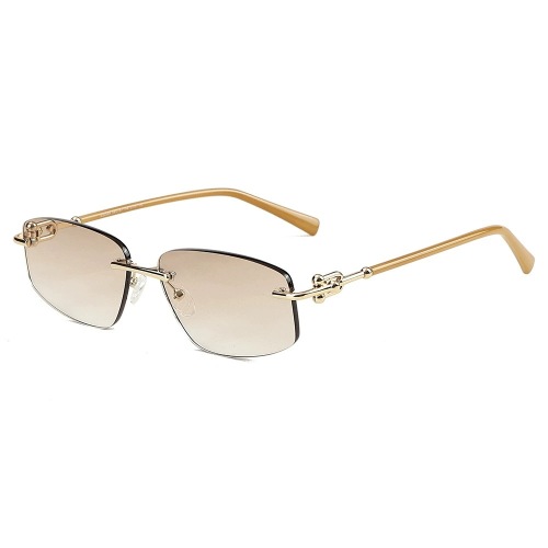 Mellume Vintage Rimless Metal Frame PC Lens Sunglasses