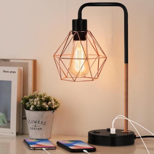 Lampada da tavolo industriale con porte USB