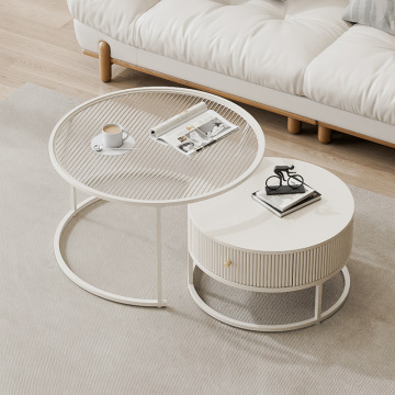Luxury Gold Stainless Steel and White Marble Side & Coffee Table Set for Living Room