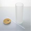 Glass de lata de cerveja fosca de sublimação com tampa de bambu