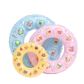 60-90 cm Fluorescent Solid Color Crystal Thickened Double Airbag Swim Ring for Water Parks