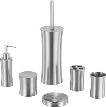 Cylinder Bathroom Accessory Set Stainless Steel