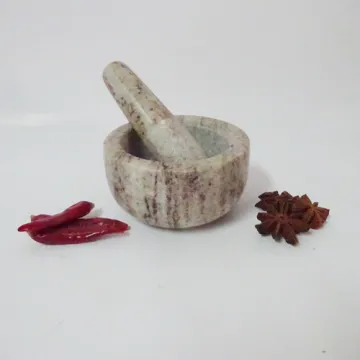 Grass white jade Marble Mortar and Pestle