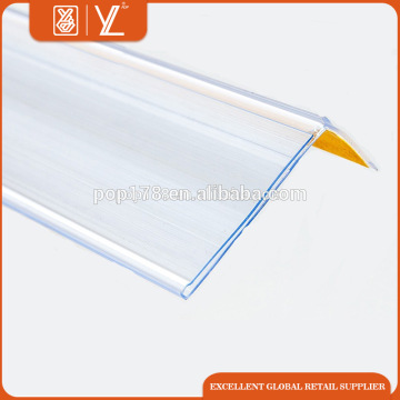 supermarket clear plastic advesive shelf talker for shel channel