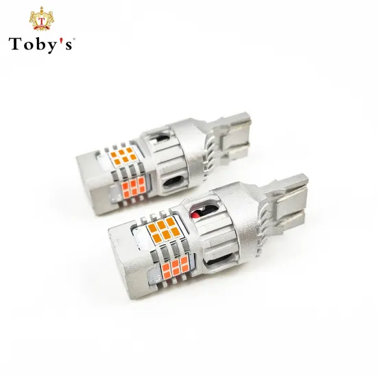 High Power T20 7443SMD Car LED Bulb for 12V Canbus Interior Lighting in Amber Color - Compatible with 1156, 1157, 3157, 3156, 7440, and 7443