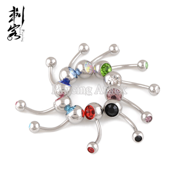 Stainless Steel Double Jeweled Belly Button Ring