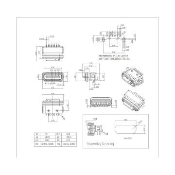 Type-C 6P Female Waterproof SMT H6.65