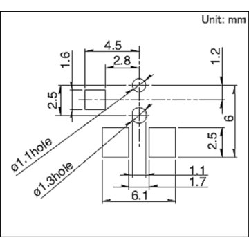 Interruttore a due vie con uno spessore di 1,9 mm