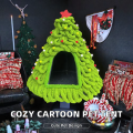 Christmas Tree Pet House Triangle Nylon Nest Cute Animal Print Portable Indoor Outdoor Shelter for Cats and Dogs