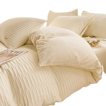 Wholesale Seersucker White 4 Piece Microfiber Polyester Duvet Cover Set