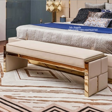 Modern Leather Upholstered Ottoman Bench for Bedroom