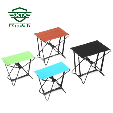 Camp with folded little stools