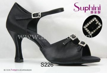 Spain Hot Sale Adjustable Latin Dance Shoes with Crystal Buckle