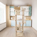 Realistic Modern Classic Cat Tree Trunk Wooden Indoor Sisal Scratching Tower Natural Style Climbing Frame Luxury Pet House