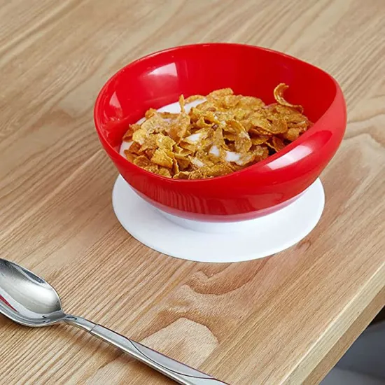 Plastic Scoop Bowl with Suction Base: Ideal for Elderly, Disabled, and Handicapped Self-Feeding and Mixing Needs