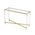 Mesa de consola moderna con marco de acero con acento de oro
