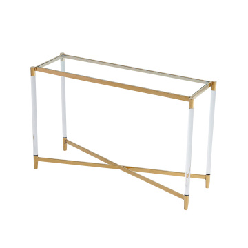 Mesa de consola moderna con marco de acero con acento de oro