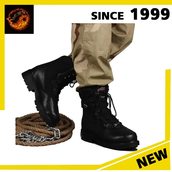 Latest hig-tech electric heating russia black leather army shoes winter boots for men