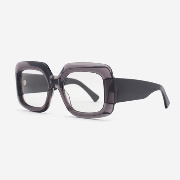 Square-shaped with 3D effect Acetate Unisex Sunglasses