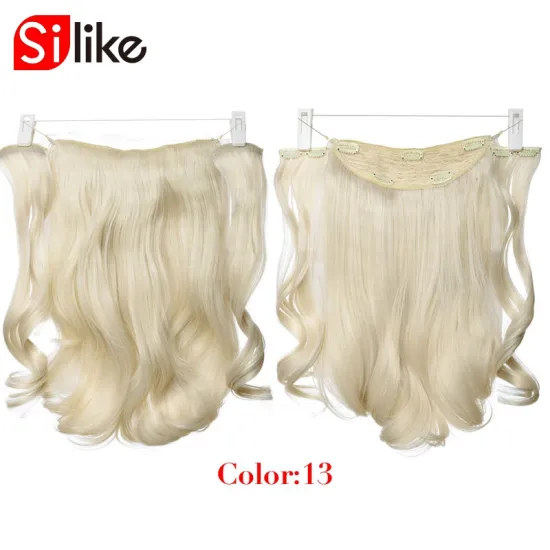 Silike 18 inch Invisible Wire Hair Extensions Synthetic Wavy 3 Pieces Fish Line Clips in Hair Extensions Natural Hair Clips