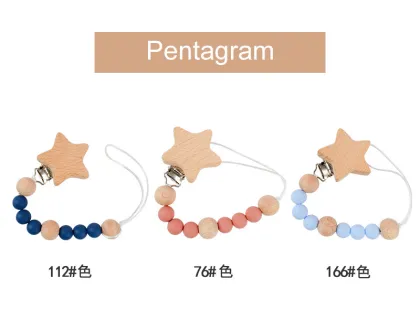 Baby Silicone Pacifier Chain - Pentagram Beech Pacifier Clip Love Heart