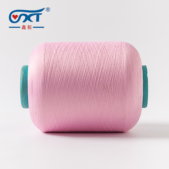 Pink color SCY 3075 30D Spandex Covered 75D Polyester Single Covered Yarn For Socks