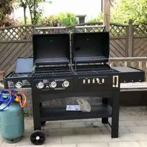 for 20 People Use Garden Barbecue Grill Trolley Charcoal Gas Dual-Use Grill American Family Party Barbecue Machine