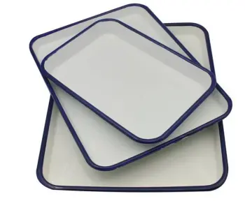cast iron white enamel tray
