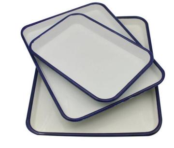 cast iron white enamel tray