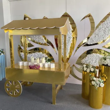 Gold Acrylic Wedding Flower and Candy Carts