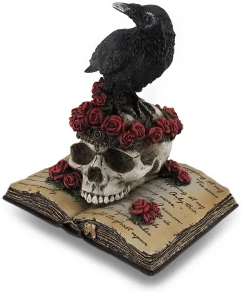 Perched Raven On Rose Skull