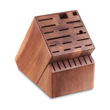 Bloque de cuchillo de carnicería de madera de Acacia con ranuras anchas para un fácil almacenamiento