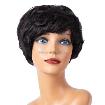 AliLeader Perruque Cheveux Pixie Cut Short Wig Cheap Synthetic Hair Wigs For Women Full Machine Made Wig With Bangs