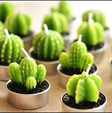 Tealight cactus candle art shape