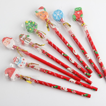 Christmas Pencils Assortment with Eraser Toppers - Santa and Christmas Tree Designs for School Parties